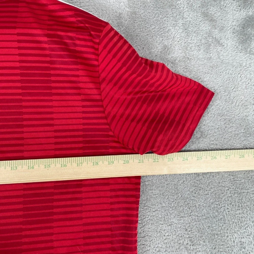 Adidas Soccer Jersey Mens Large Red Climalite Striped Training Activewear Shirt